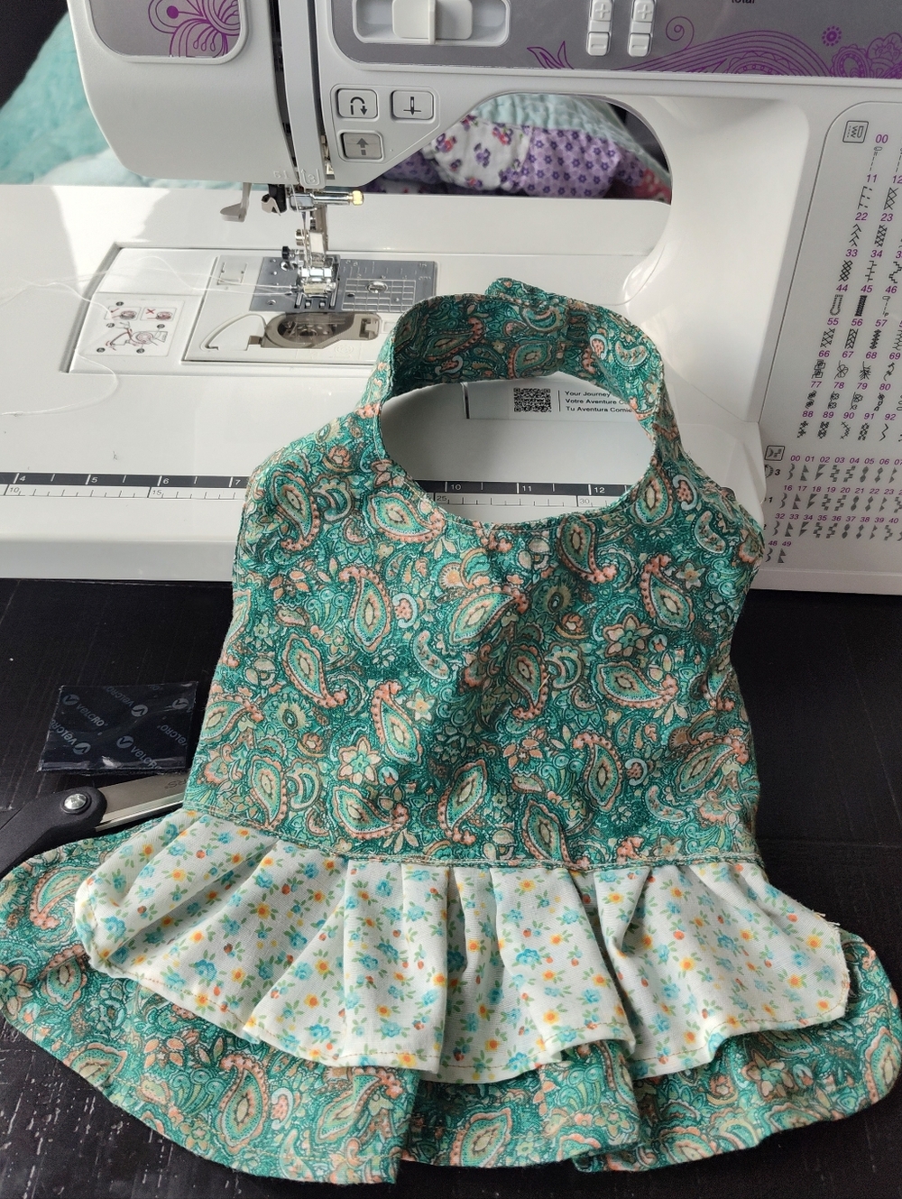 Dog Dress Green Paisley Ruffle Size Small